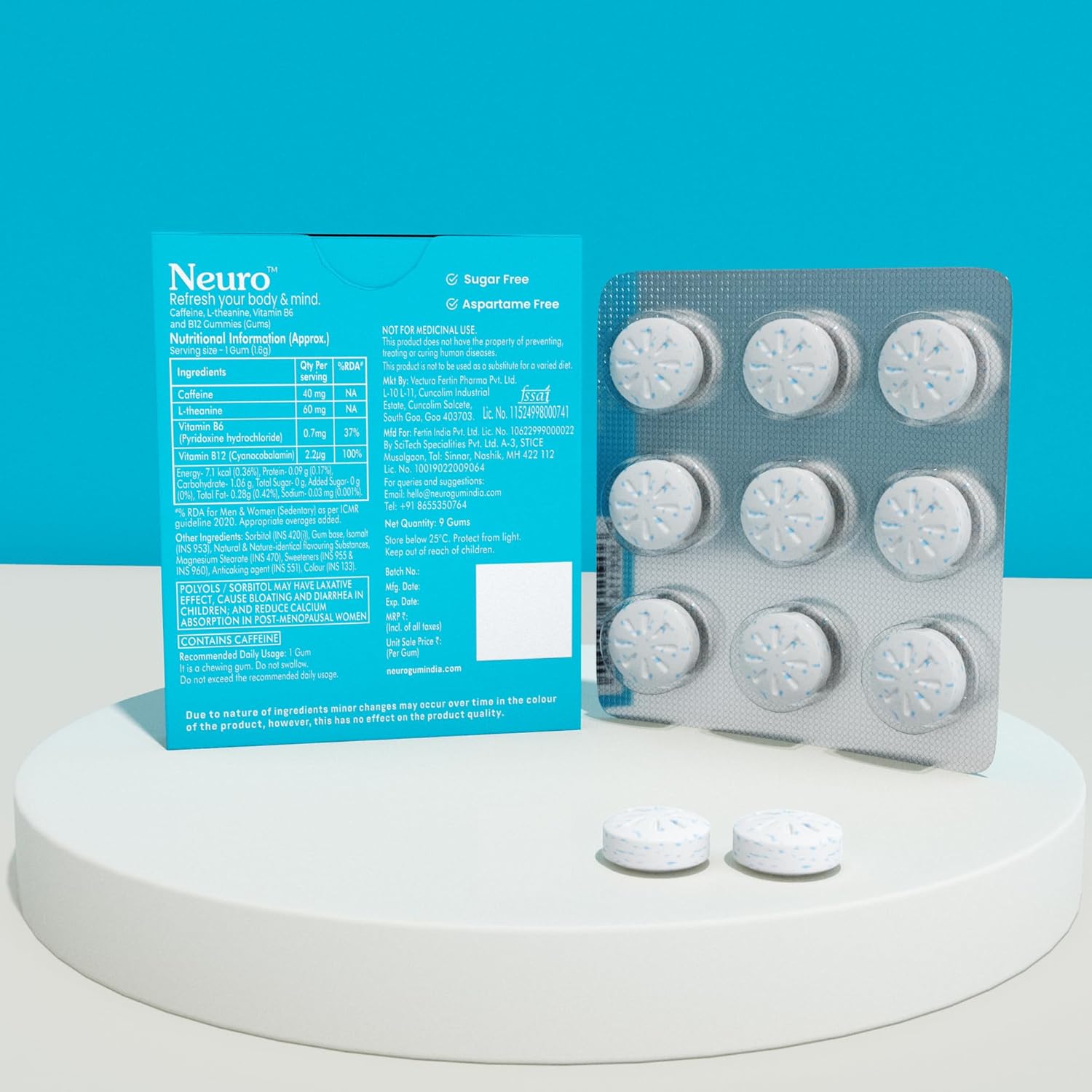 Neuro Energy & Focus Caffeine Gums - Peppermint