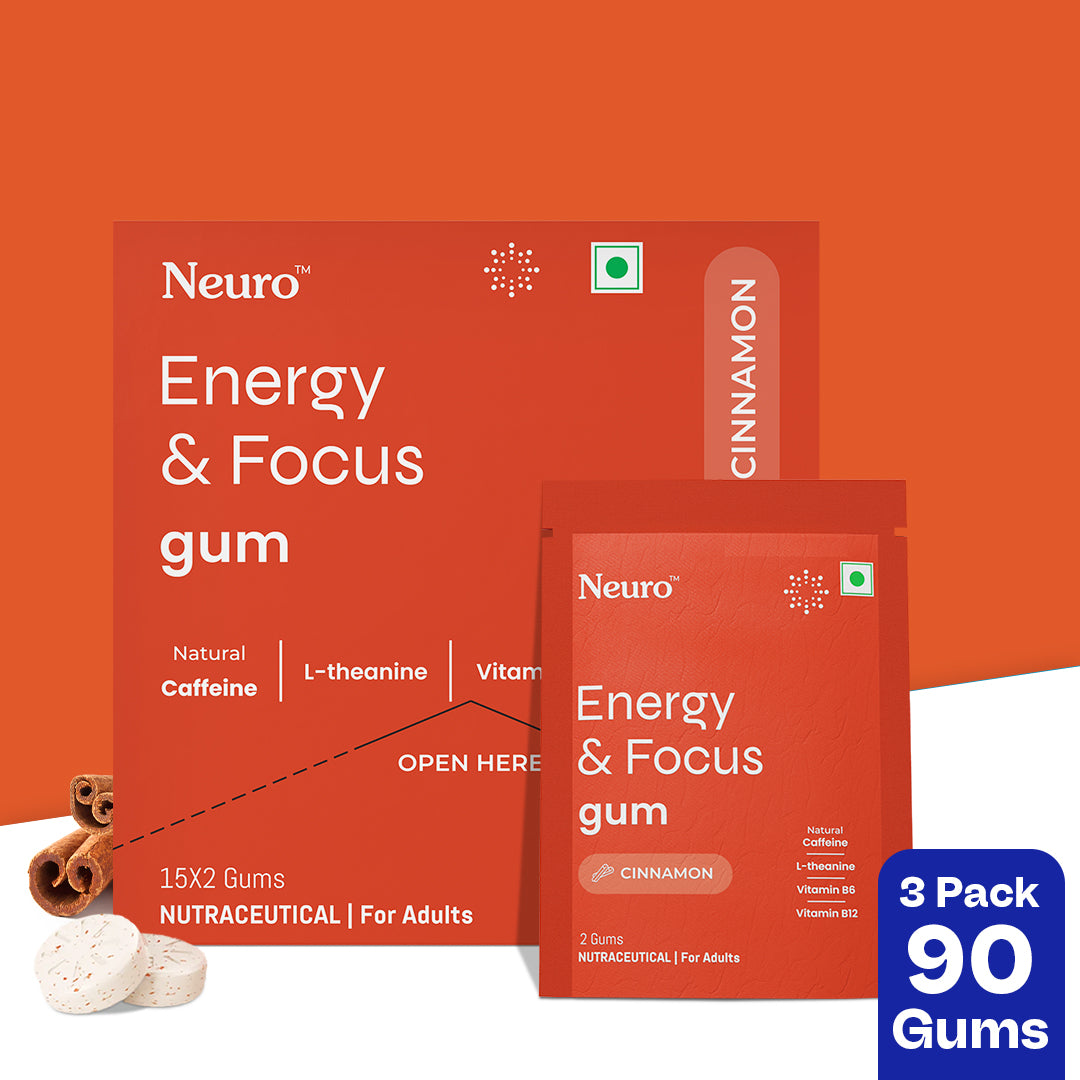NeuroGum Energy Caffeine Gums - Cinnamon (30 Pieces: 15 X 2 gum sachets)