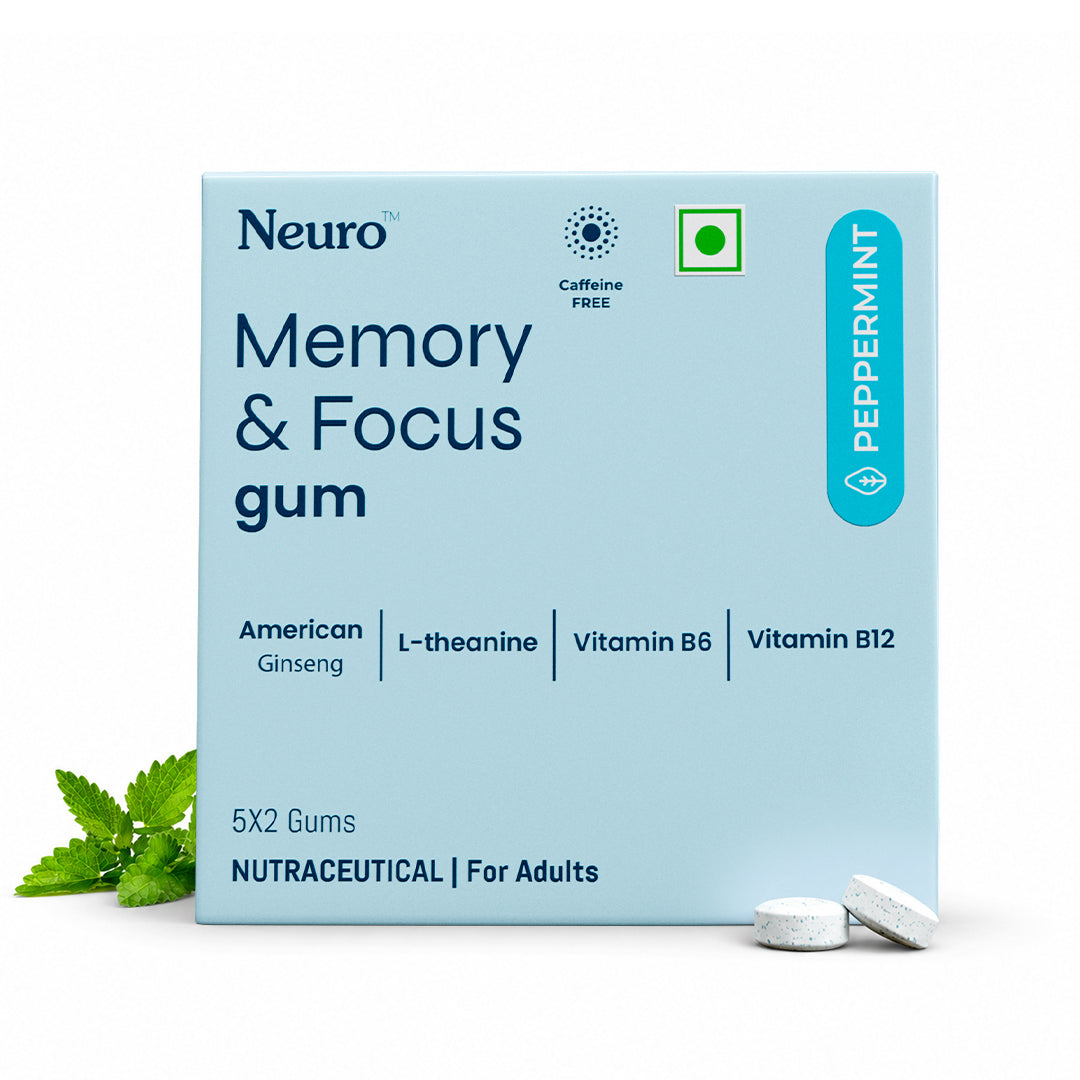 NeuroGum Memory & Focus Gum - Peppermint (10 Gums: 5 x 2 Gum sachets)
