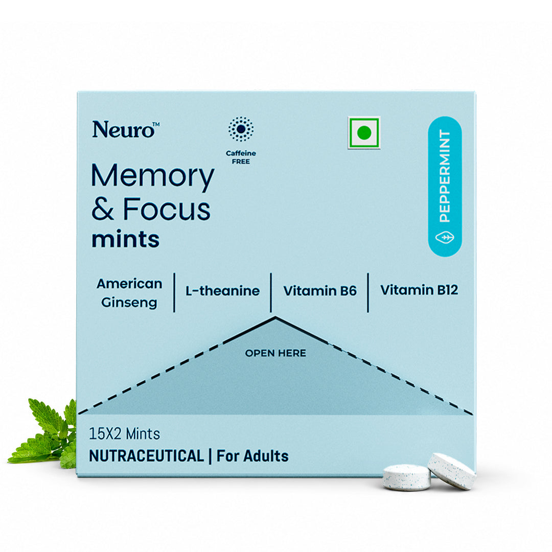 NeuroGum Memory & Focus Mints - Peppermint (30 Pieces: 15 X 2 mint sachets)