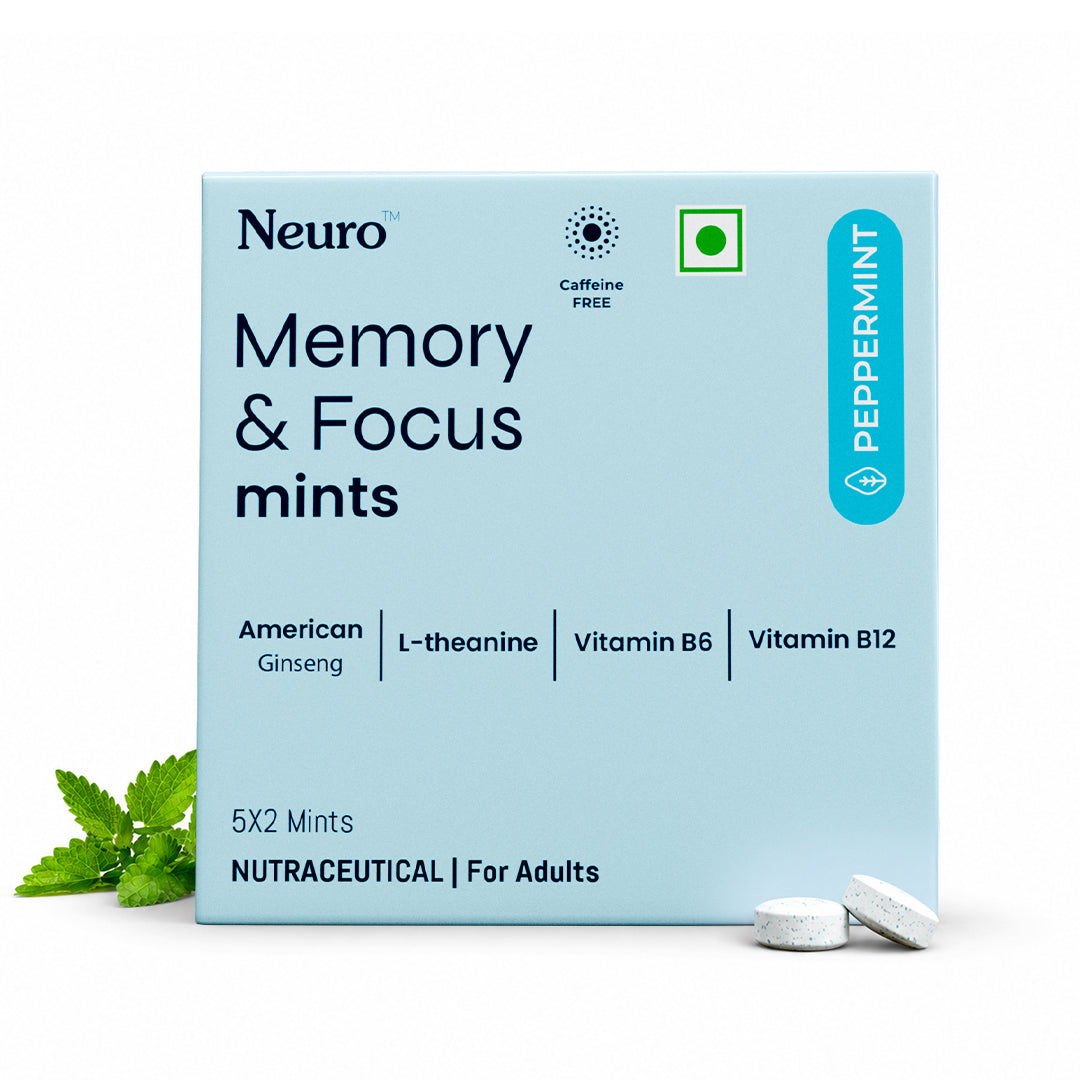 NeuroGum Memory & Focus Mints - Peppermint  (10 Mints: 5 x 2 Mint sachets)