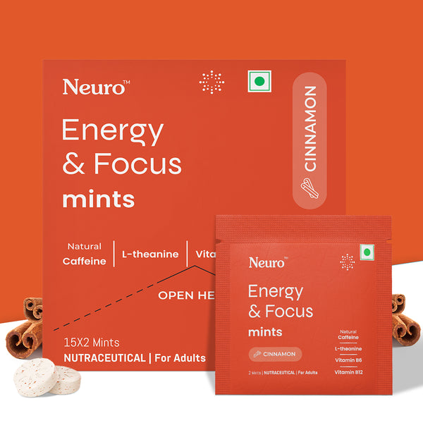 Neuro Caffeine Mints - Cinnamon (30 Pieces: 15 X 2 mint sachets) - Pack of 1