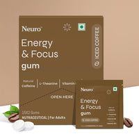Neuro Energy Gums - Iced Coffee (30 Pieces: 15 X 2 gum sachets) - Pack of 4