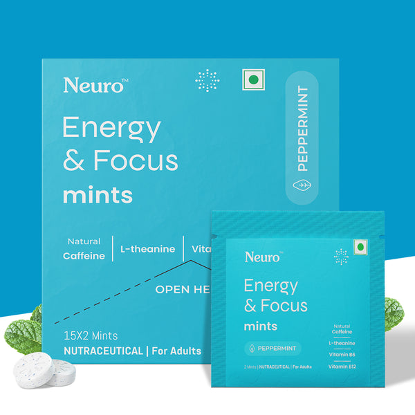 Neuro Caffeine Mints - Peppermint (30 Pieces: 15 X 2 mint sachets) - Pack of 1