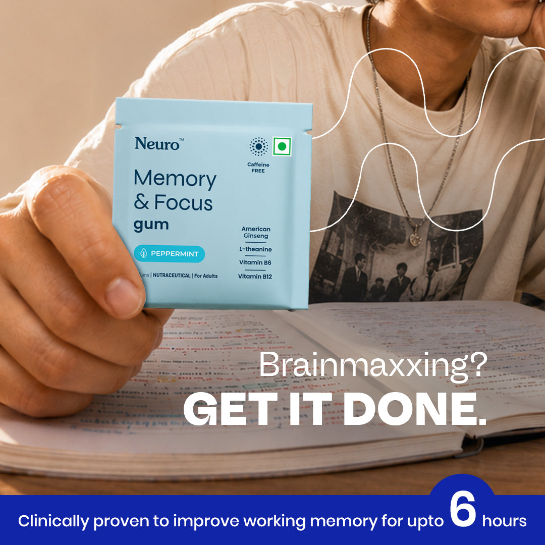 NeuroGum Memory & Focus Gum - Peppermint (30 Pieces: 15 X 2 Gum sachets)