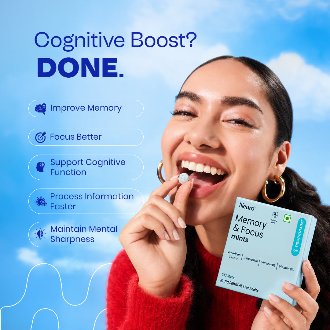 NeuroGum Memory & Focus Mints - Peppermint  (10 Mints: 5 x 2 Mint sachets)