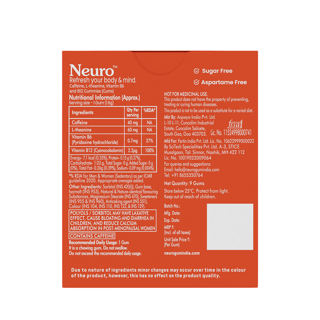 Neuro Energy & Focus Caffeine Gums - Cinnamon