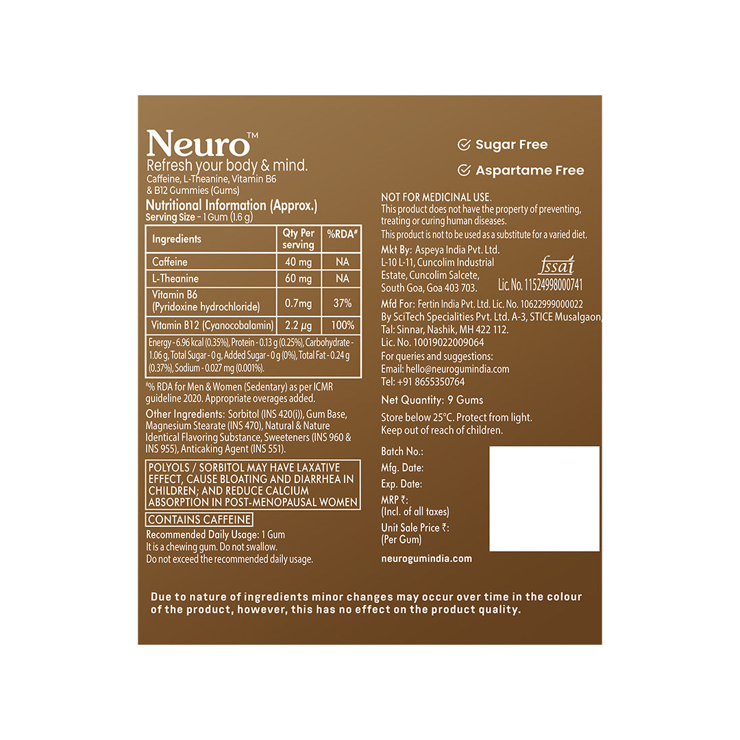 Neuro Energy & Focus Caffeine Gums - Iced Coffee