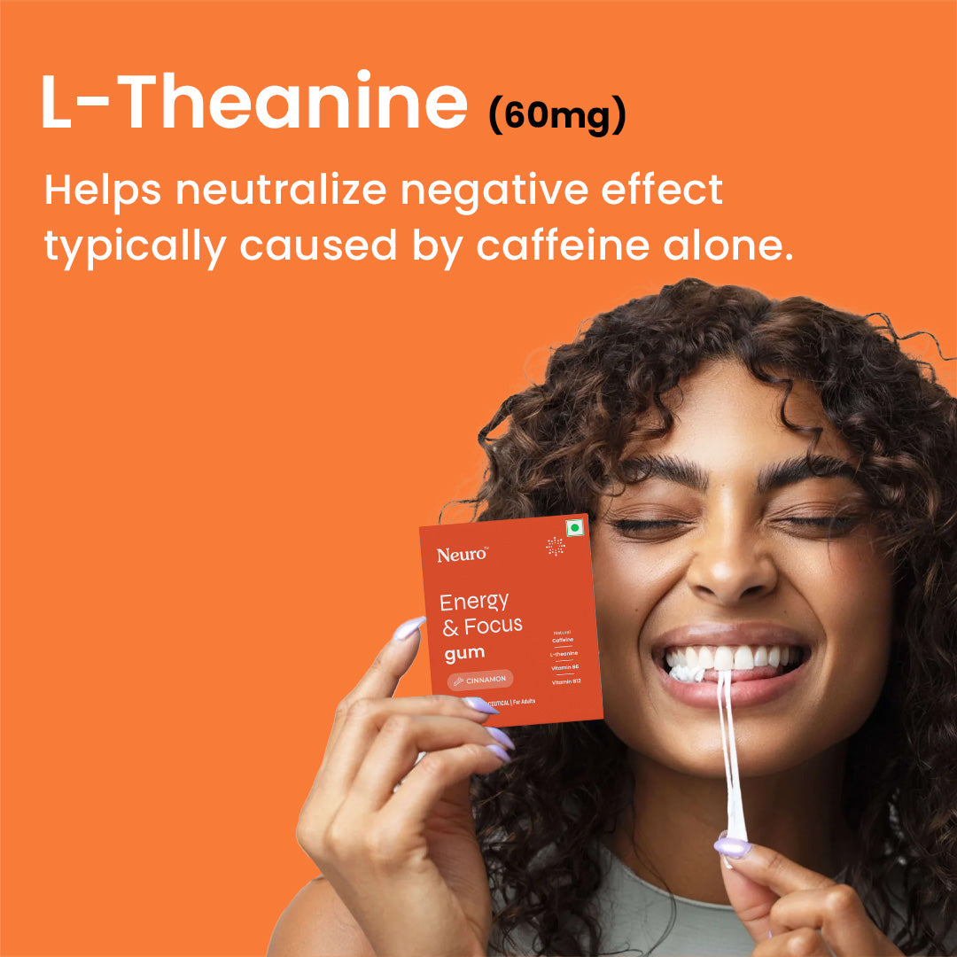 NeuroGum Energy Gum Pack of 4 Cinnamon — 40mg Caffeine + 60mg L-Theanine Sugar-Free India