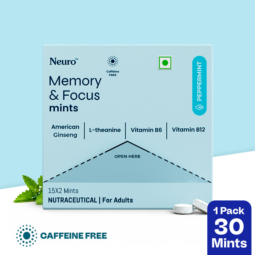 NeuroGum Memory & Focus Mints - Peppermint (30 Pieces: 15 X 2 mint sachets)