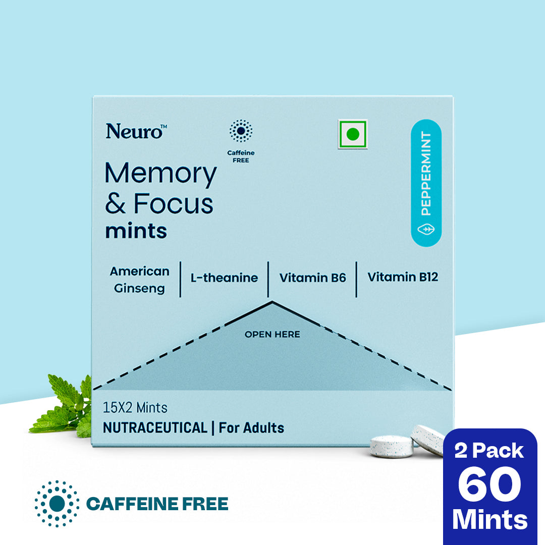 NeuroGum Memory & Focus Mints - Peppermint (30 Pieces: 15 X 2 mint sachets)