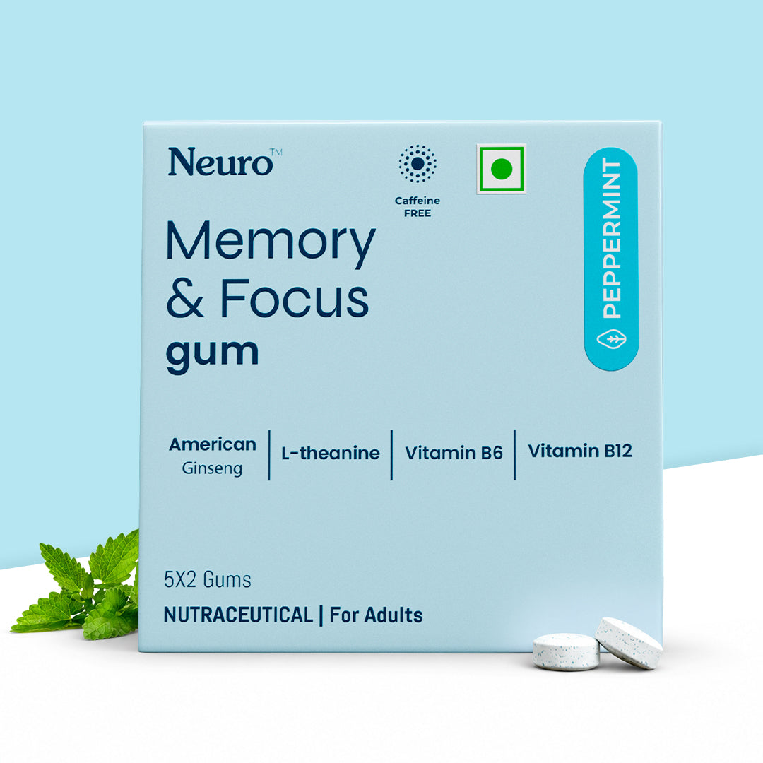 NeuroGum Memory & Focus Gum - Peppermint (10 Gums: 5 x 2 Gum sachets)