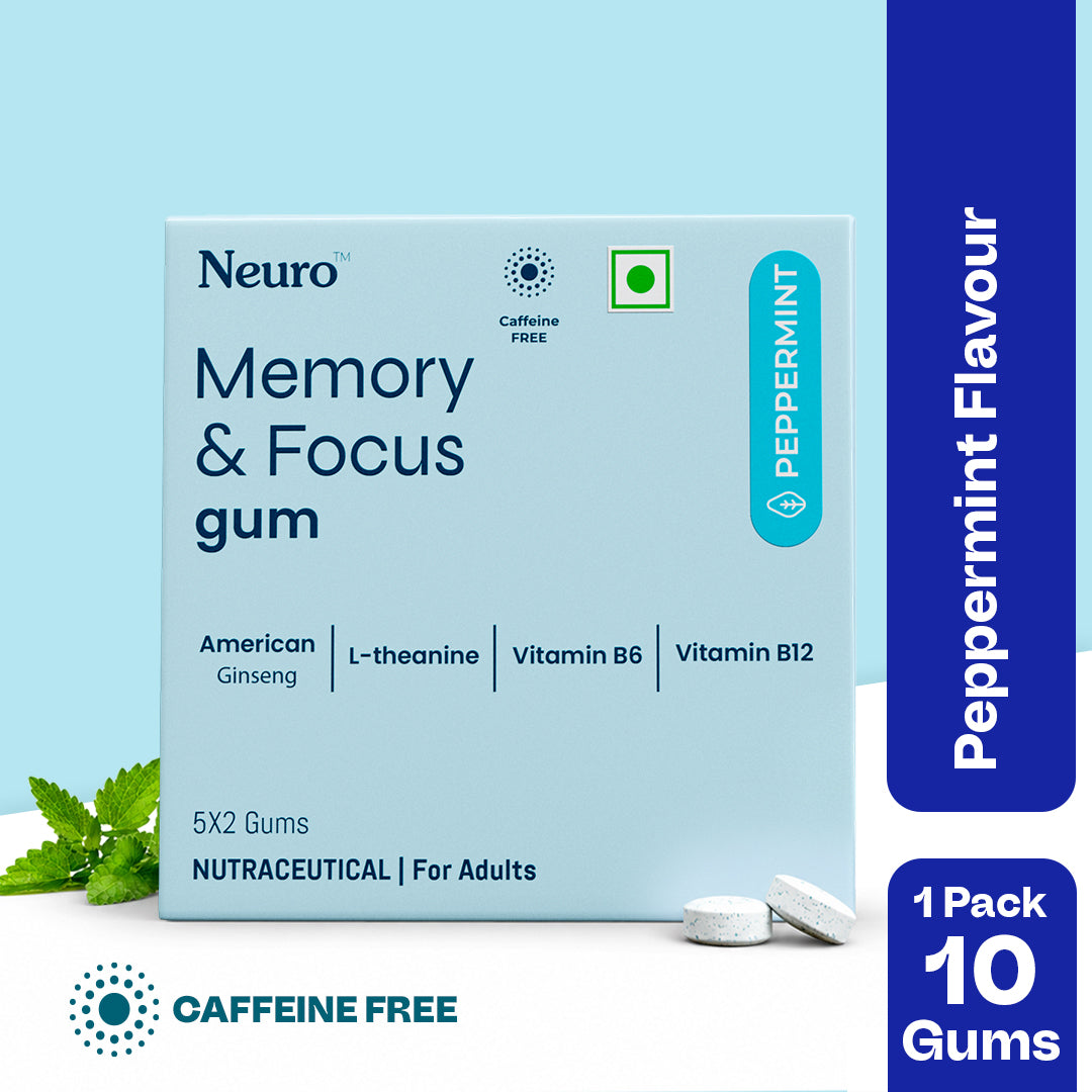 NeuroGum Memory & Focus Gum - Peppermint (10 Gums: 5 x 2 Gum sachets)