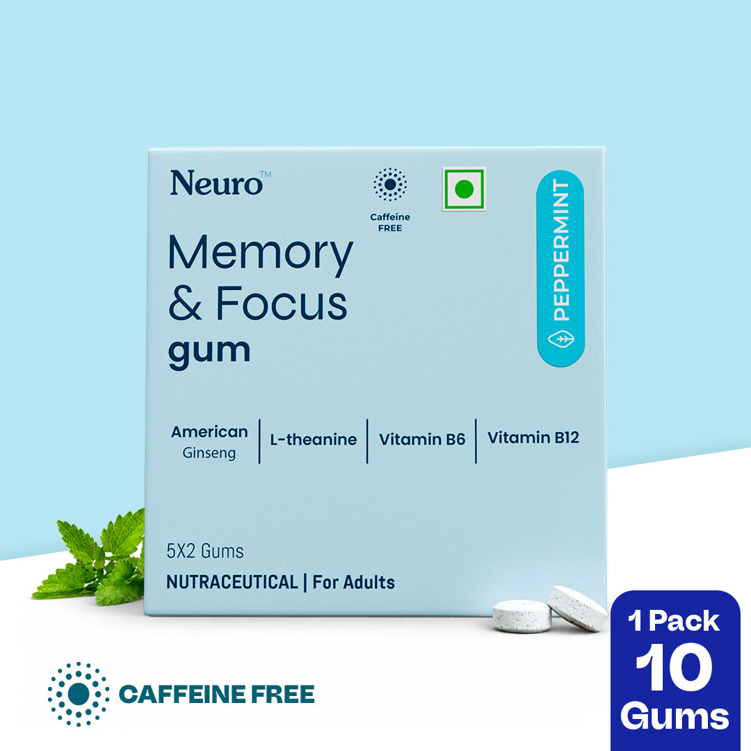 NeuroGum Memory & Focus Gum - Peppermint (10 Gums: 5 x 2 Gum sachets)