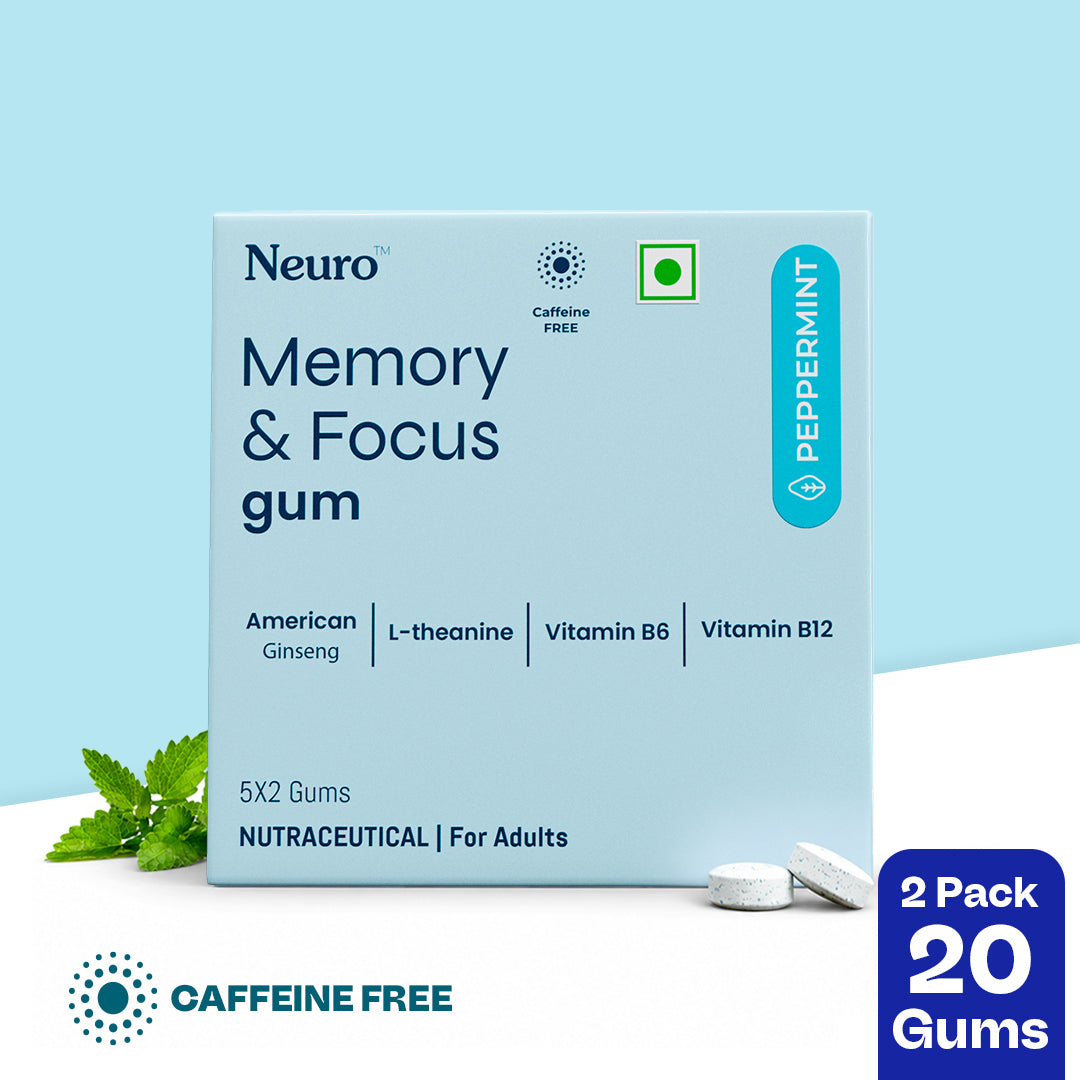 NeuroGum Memory & Focus Gum - Peppermint (10 Gums: 5 x 2 Gum sachets)