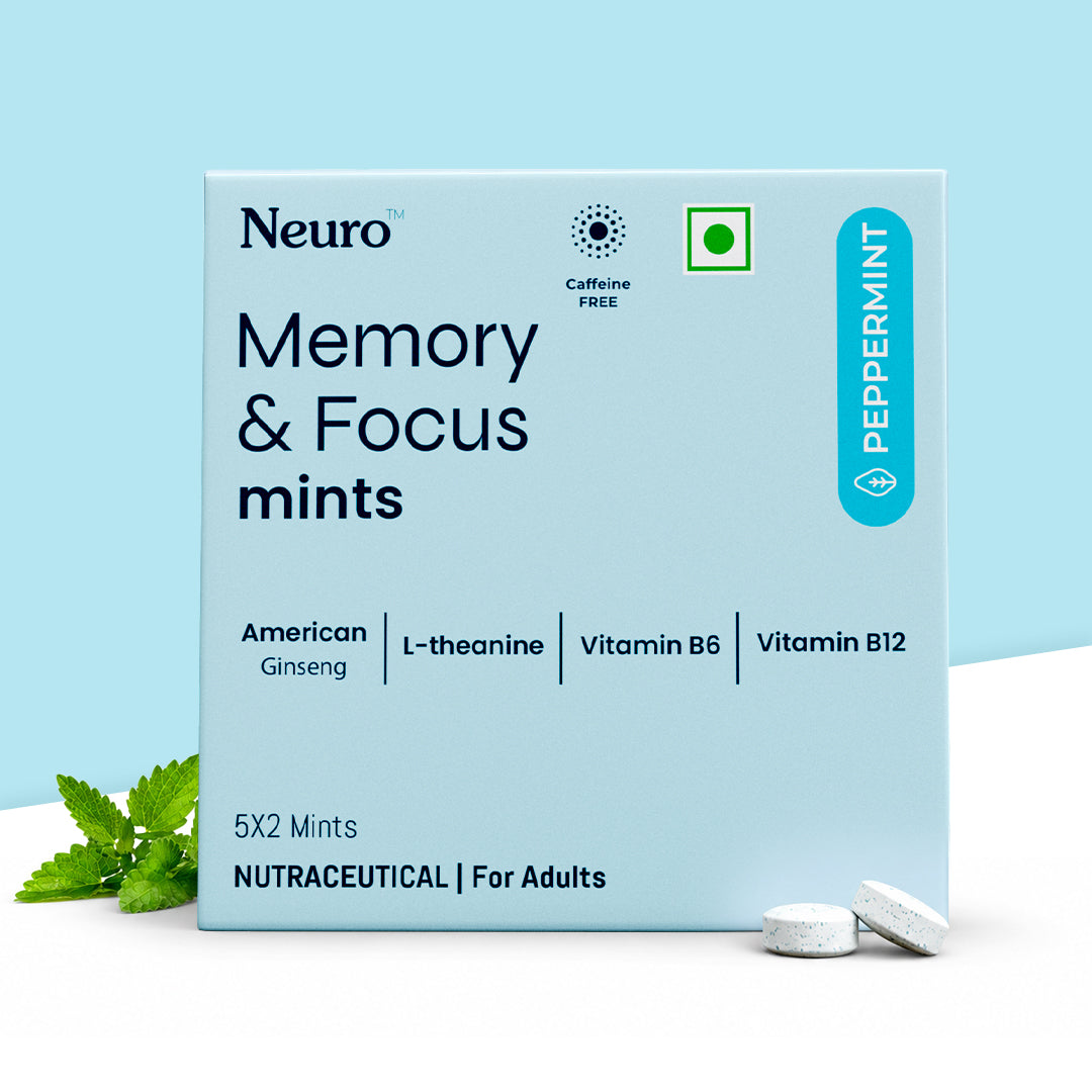 NeuroGum Memory & Focus Mints - Peppermint  (10 Mints: 5 x 2 Mint sachets)