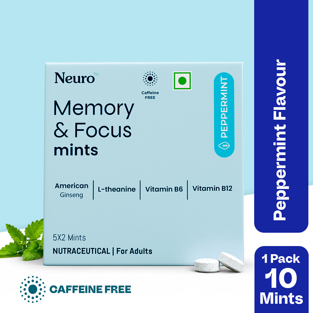 NeuroGum Memory & Focus Mints - Peppermint  (10 Mints: 5 x 2 Mint sachets)
