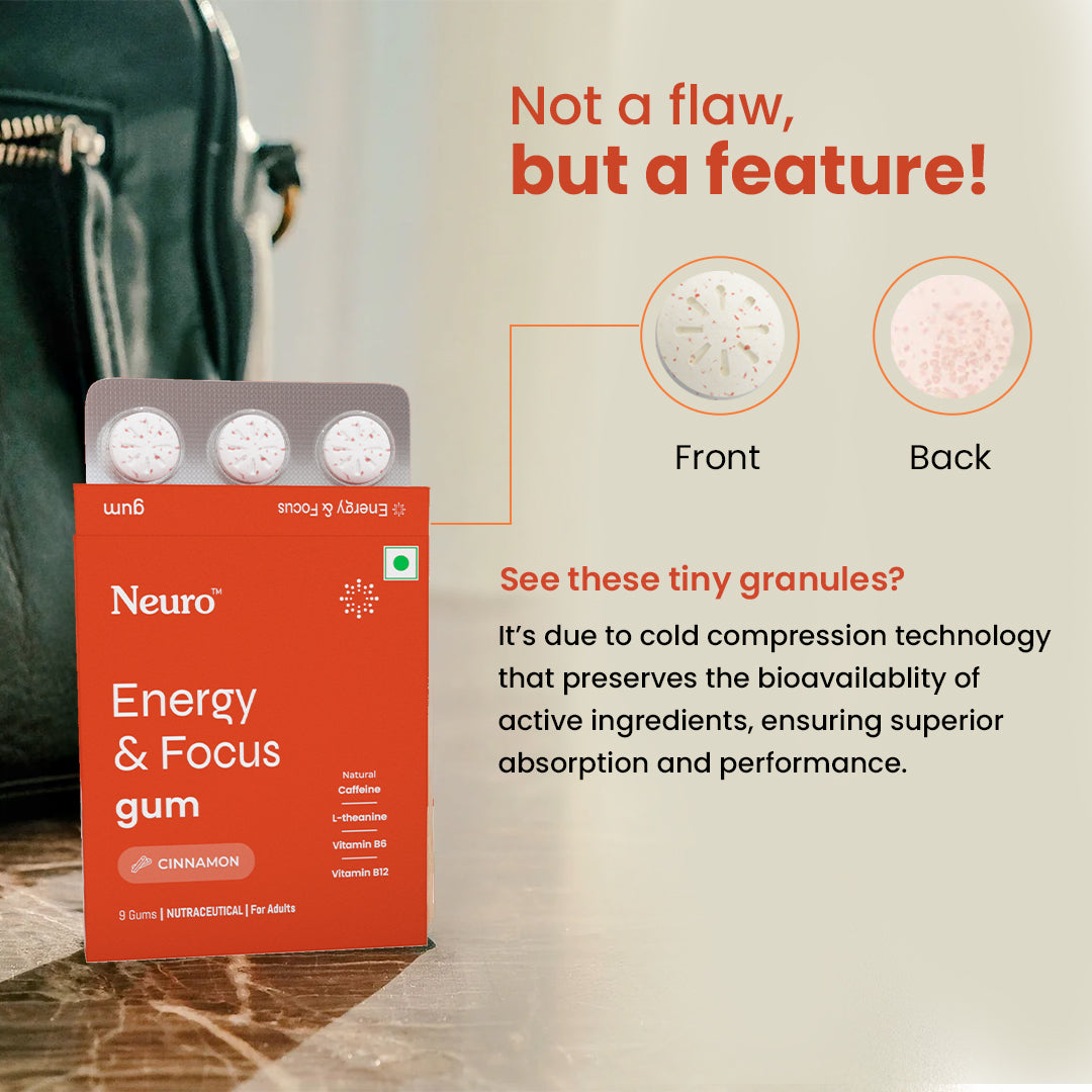 NeuroGum Energy Gum Pack of 4 Cinnamon — 40mg Caffeine + 60mg L-Theanine Sugar-Free India